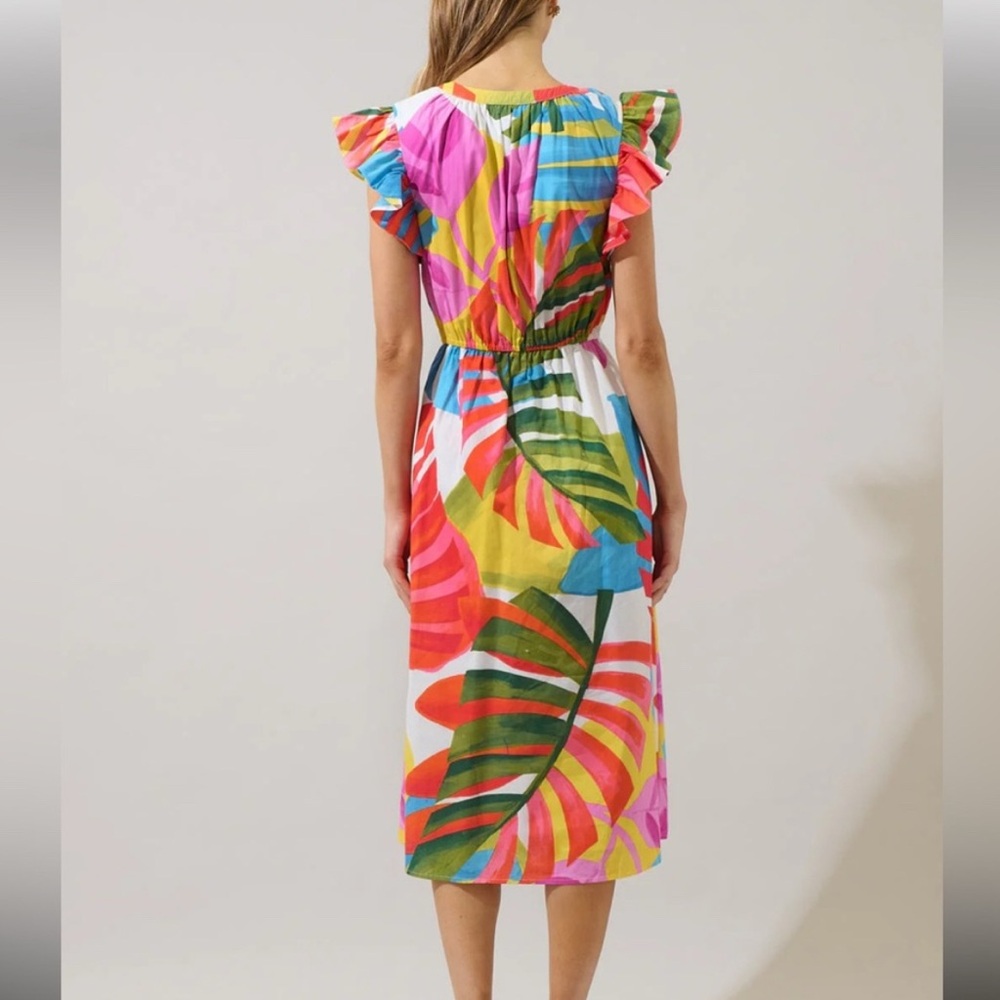 SugarLips Breezy Palms Tiarna
Ruffle Midi Dress Sz. L - Picture 2 of 8